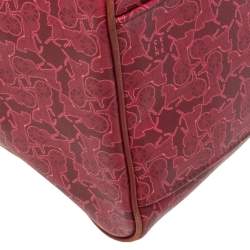 Pre Owned Celine Pink Horse Carriage Printed Leather Satchel