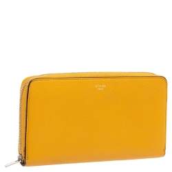 Celine Mustard Yellow Leather Zip Around Wallet 