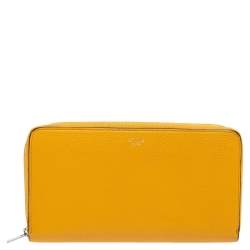 Celine Mustard Yellow Leather Zip Around Wallet 