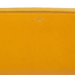 Celine Mustard Yellow Leather Zip Around Wallet 