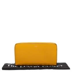 Celine Mustard Yellow Leather Zip Around Wallet 