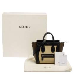 Pre Owned Celine Tri Color Leather Nano Luggage Tote