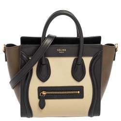 Pre Owned Celine Tri Color Leather Nano Luggage Tote