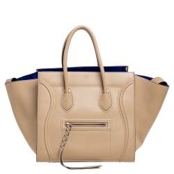 Pre Owned Celine Beige Leather Medium Phantom Luggage Tote