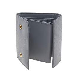 Pre Owned Celine Grey Grained Leather Small Trifold Wallet