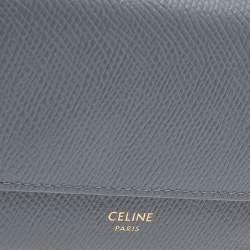 Pre Owned Celine Grey Grained Leather Small Trifold Wallet