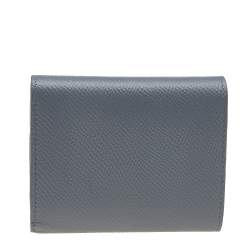 Pre Owned Celine Grey Grained Leather Small Trifold Wallet
