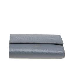 Pre Owned Celine Grey Grained Leather Small Trifold Wallet