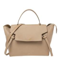 Pre Owned Celine Beige Leather Mini Belt Top Handle Bag