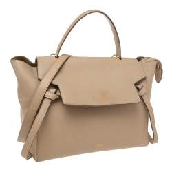 Pre Owned Celine Beige Leather Mini Belt Top Handle Bag