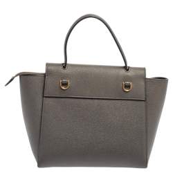 Pre Owned Celine Grey Grained Leather Nano Belt Top Handle Bag