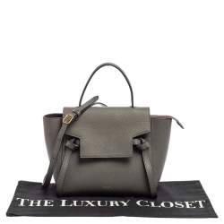 Pre Owned Celine Grey Grained Leather Nano Belt Top Handle Bag