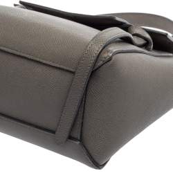 Pre Owned Celine Grey Grained Leather Nano Belt Top Handle Bag