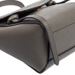 Pre Owned Celine Grey Grained Leather Nano Belt Top Handle Bag