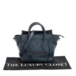 Pre Owned Céline Blue Leather Nano Luggage Tote