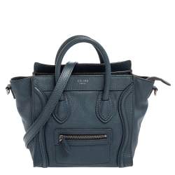 Pre Owned Céline Blue Leather Nano Luggage Tote