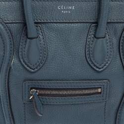 Pre Owned Céline Blue Leather Nano Luggage Tote