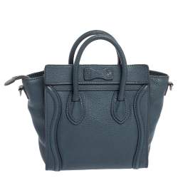 Pre Owned Céline Blue Leather Nano Luggage Tote