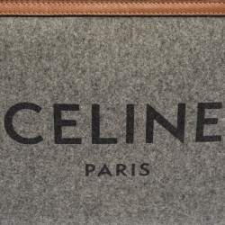 Pre Owned Celine Grey/Brown Felt Zip Pouch