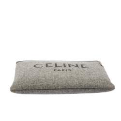 Pre Owned Celine Grey/Brown Felt Zip Pouch