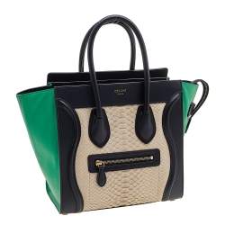 Pre Owned حقيبة يد توتس سيلين مايكرو لاغيدج جلد وجلد ثعبان ثلاثي اللون