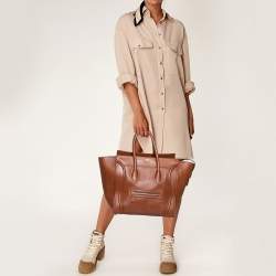 Pre Owned حقيبة يد توتس سيلين ميني لاغيدج جلد بني