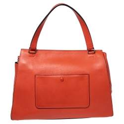 Pre Owned Celine Orange Leather Large Edge Top Handle Bag