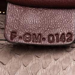 Pre Owned Celine Burgundy/Grey Python and Suede Medium Trapeze Top Handle Bag