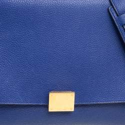 Pre Owned Celine Blue Suede and Leather Small Trapeze Bag