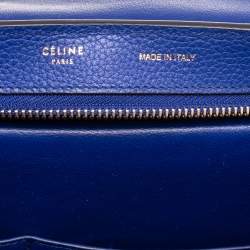 Pre Owned Celine Blue Suede and Leather Small Trapeze Bag
