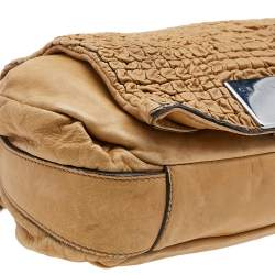 Pre Owned Celine Beige Leather Flap Shoulder Bag