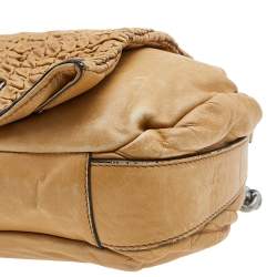 Pre Owned Celine Beige Leather Flap Shoulder Bag