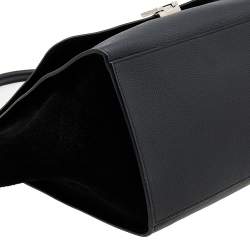 Pre Owned Celine Black Leather and Suede Large Trapeze Top Handle Bag