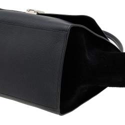 Pre Owned Celine Black Leather and Suede Large Trapeze Top Handle Bag
