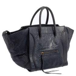 Pre Owned Celine Blue Python Medium Phantom Luggage Tote