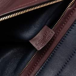 Pre Owned Celine Tri-Color Leather And Suede Large Trapeze Top Handle Bag