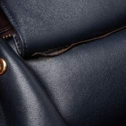 Pre Owned Celine Tri-Color Leather And Suede Large Trapeze Top Handle Bag