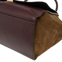 Pre Owned Celine Tri-Color Leather And Suede Large Trapeze Top Handle Bag