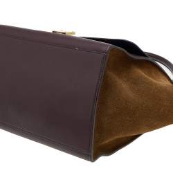 Pre Owned Celine Tri-Color Leather And Suede Large Trapeze Top Handle Bag