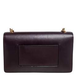 Pre Owned Celine Dark Burgundy Leather Large Case Chain Flap Shoulder Bag