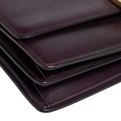 Pre Owned Celine Dark Burgundy Leather Large Case Chain Flap Shoulder Bag