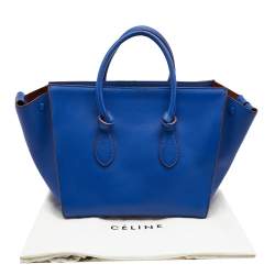 Pre Owned Celine Blue Leather Medium Tie Tote