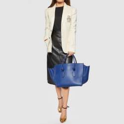 Pre Owned Celine Blue Leather Medium Tie Tote
