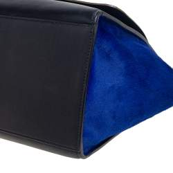 Pre Owned Celine Tri Color Leather And Pony Hair Medium Trapeze Top Handle Bag