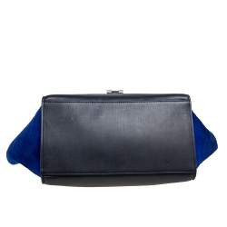 Pre Owned Celine Tri Color Leather And Pony Hair Medium Trapeze Top Handle Bag