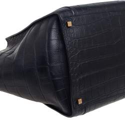 Pre Owned Celine Black Croc Embossed Leather Medium Phantom Luggage Tote