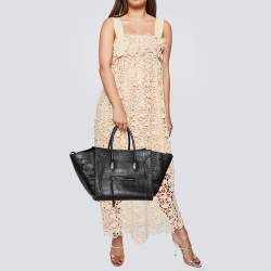 Pre Owned Celine Black Croc Embossed Leather Medium Phantom Luggage Tote