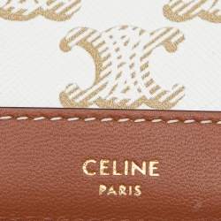 مملوكة مسبقًا حامل بطاقة هوية سيلين جلد وكانفاس تريوموف بني فاتح/أوف وايت