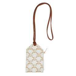 مملوكة مسبقًا حامل بطاقة هوية سيلين جلد وكانفاس تريوموف بني فاتح/أوف وايت