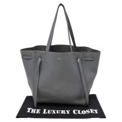 Pre Owned Celine Stone Blue Soft Grained Leather Small Cabas Phantom Tote